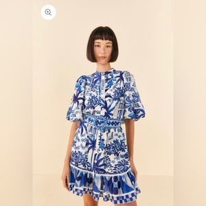 New with Tags! Farm Rio | Sweet Rio Puff Sleeve Mini Dress | Size XL